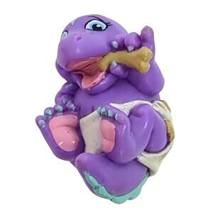 Vintage 1992 Galoob Magic Diaper Babies Light Purple Dinosaur 2" Used Good